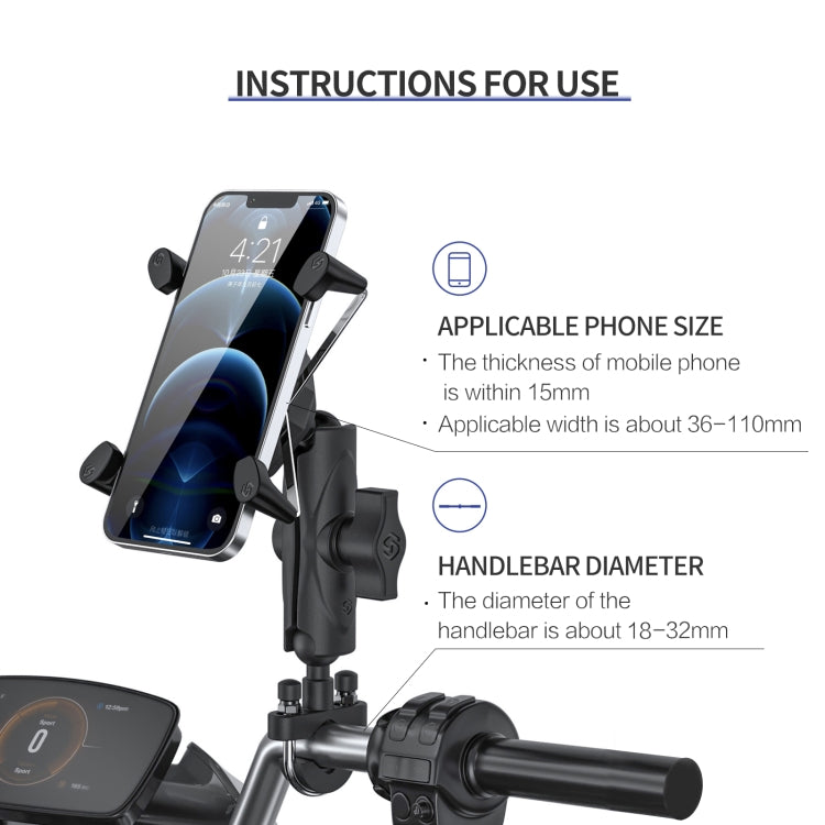 ZH-1558A1 Motorcycle Handlebar X-shape Aluminum Alloy Phone Holder, ZH-1558A1