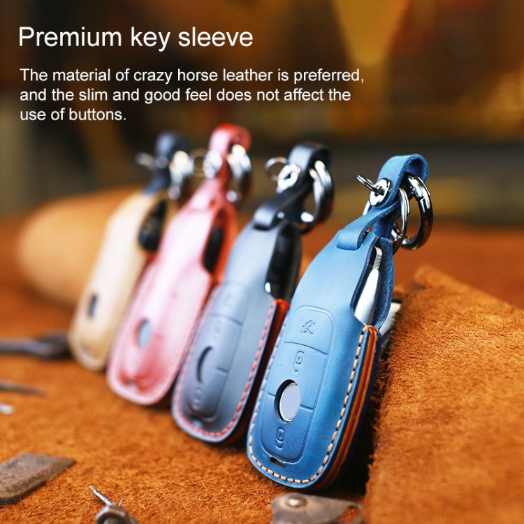 For Mercedes-Benz Colorful Edge Style Car Cowhide Leather Key Protective Cover Key Case, For Mercedes-Benz
