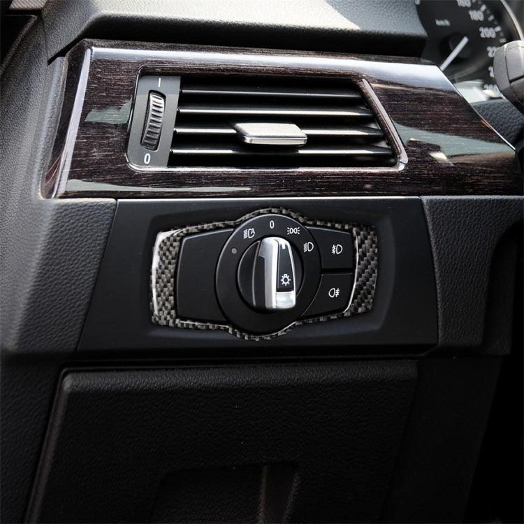 Carbon Fiber Car Headlight Switch Decorative Sticker for BMW E90 / E92 / E93 2005-2012, Headlight   Switch