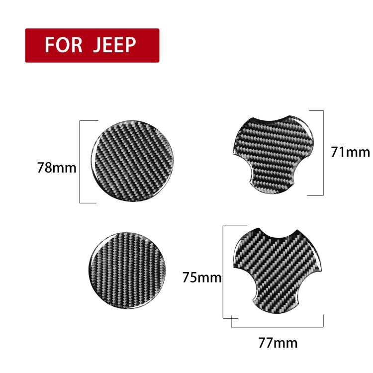 4 in 1 Car Carbon Fiber Water Cup Holder Mat Decorative Sticker for Jeep Wrangler JK 2007-2010, Left and Right Drive Universal, Water Cup Holder Mat
