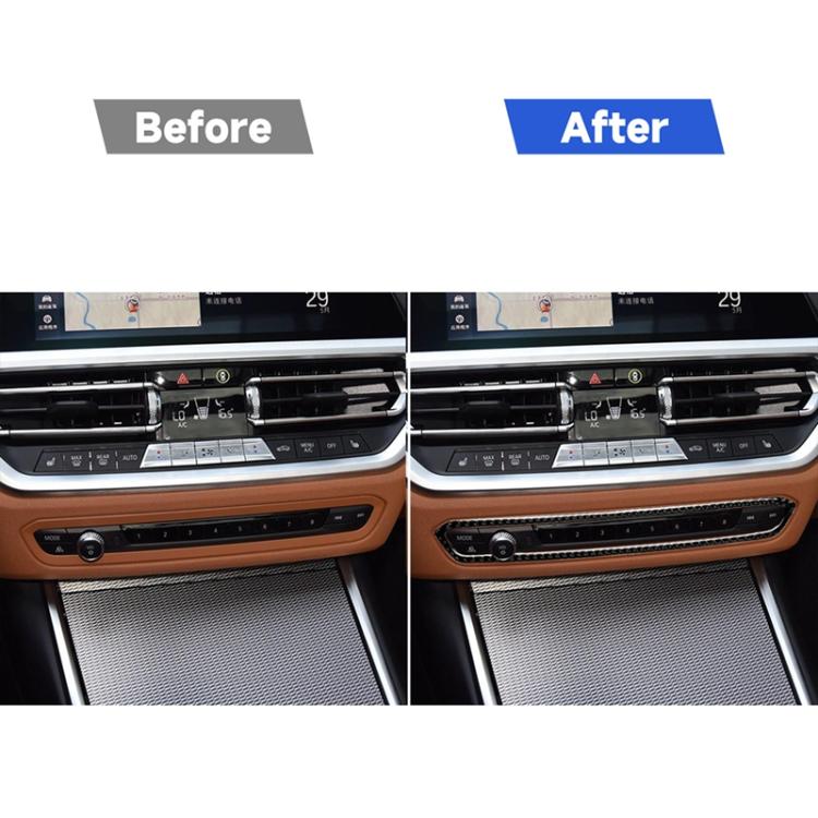 Car Carbon Fiber CD Button Frame Decorative Sticker for BMW 3 Series G20/G28/325Li/330d/335 2019-2020, Left and Right Drive Universal, CD Button Frame
