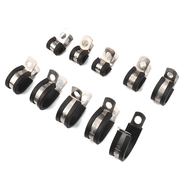 10 PCS Car Rubber Cushion Pipe Clamps Stainless Steel Clamps, Size: 1/4 inch (6mm), Size: 1/4 inch (6mm)
