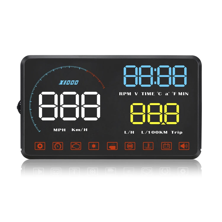 A9 5.5 inch Universal Car OBD2 HUD Vehicle-mounted Head Up Display, A9(Blue)