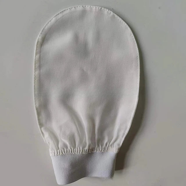 Silk exfoliating face wash and beauty towel, soft and exfoliating, bath and scrubbing, silk bath and face wash gloves