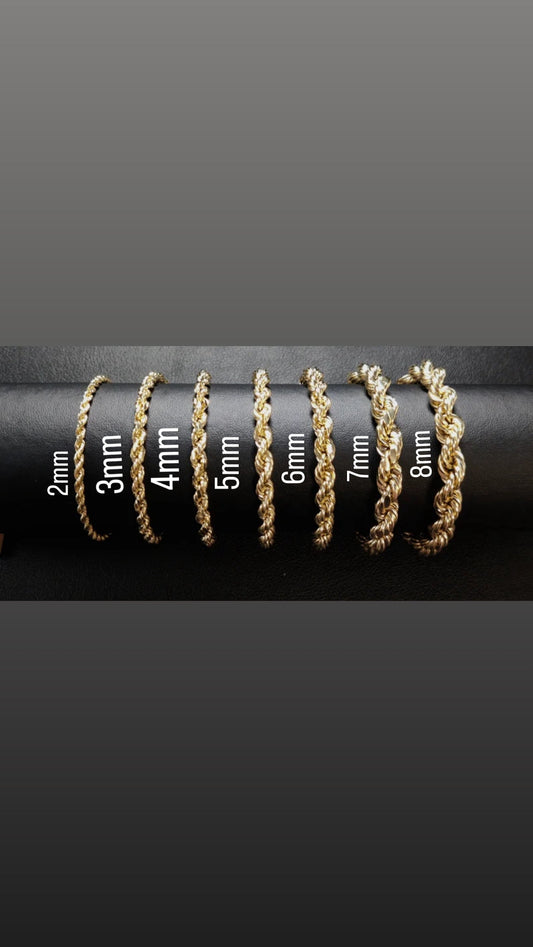 10k gold Hollow & Solid Rope Bracelets