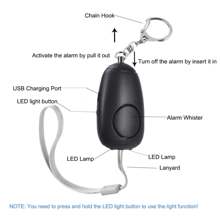 BJY-08 130dB Dual Bright LEDs Personal Alarm Women Self-Defense Alarm (Blue)