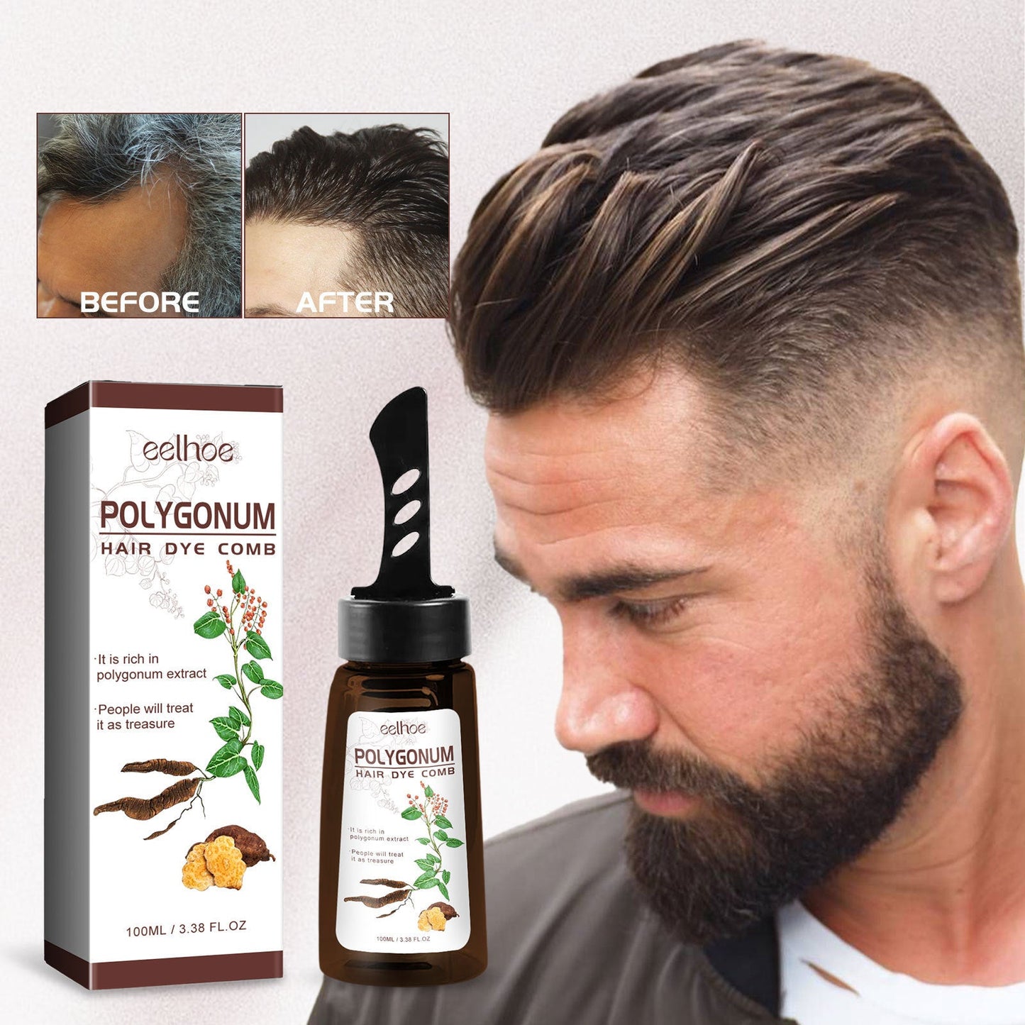 Polygonum Hair Dye Comb, Deep Clean Dry Smooth Black Glossy Hair Comb