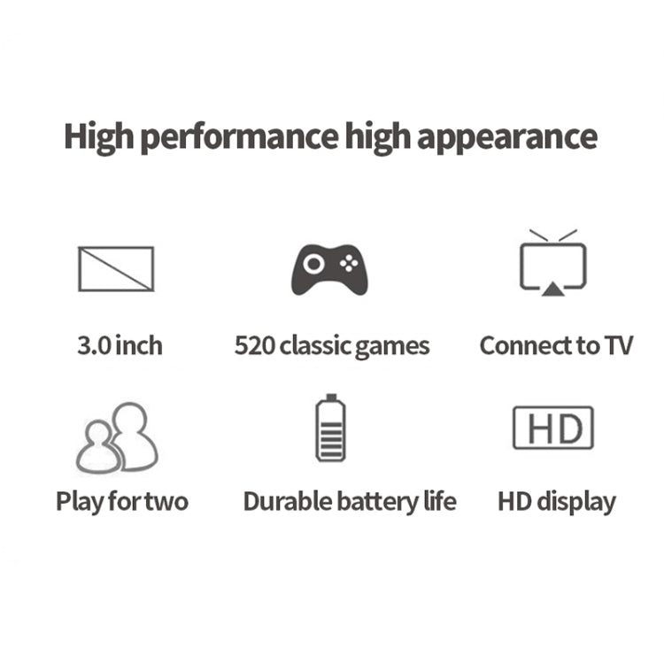 S8 3.0 inch Screen Classic Handheld Game Console Built-in 520 Games(Blue)