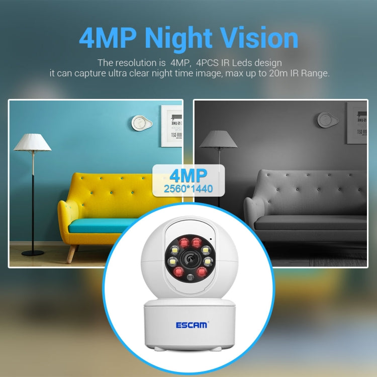 ESCAM QF005 4MP Indoor HD WiFi Pan-tilt Camera, Support Motion Detection / Two-way Audio / Night Vision(AU Plug)