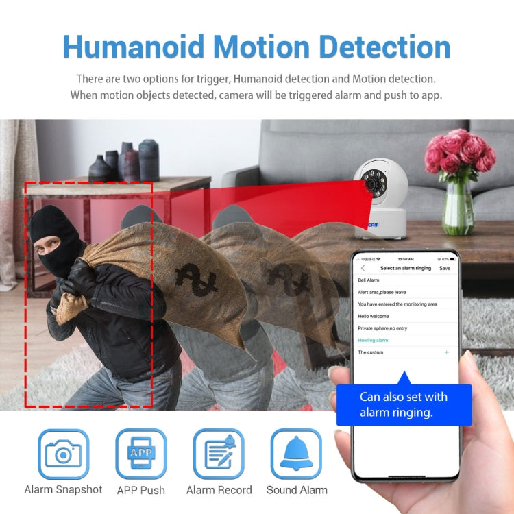ESCAM QF005 4MP Indoor HD WiFi Pan-tilt Camera, Support Motion Detection / Two-way Audio / Night Vision(US Plug)