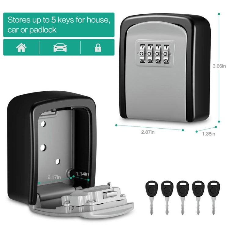G9 4-digit Password Aluminum Alloy Key Storage Box(Silver)