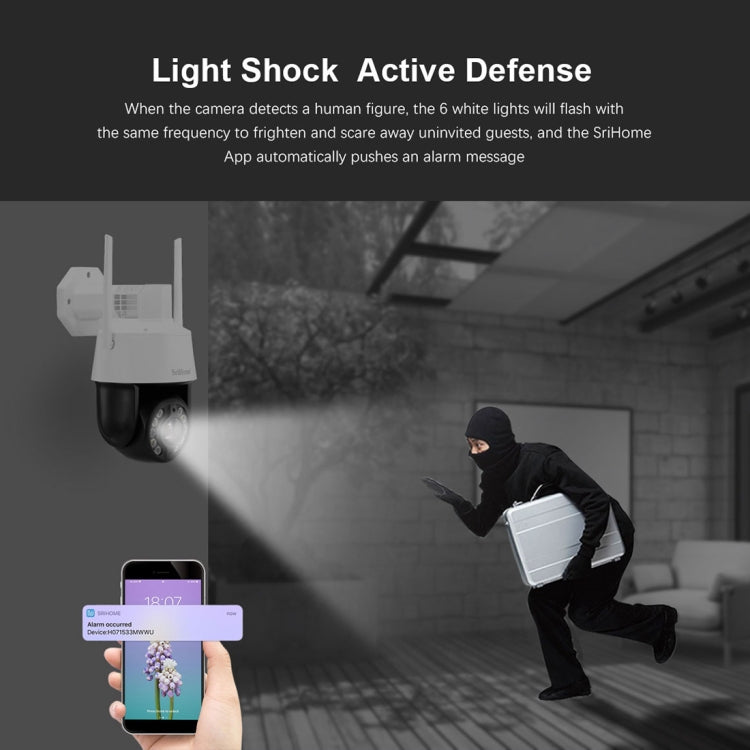 SriHome SH041 5.0MP 20X Optical Zoom 2.4G/5G WiFi IP66 Waterproof AI Auto Tracking H.265 Video Surveillance, Plug Type:UK Plug(White)