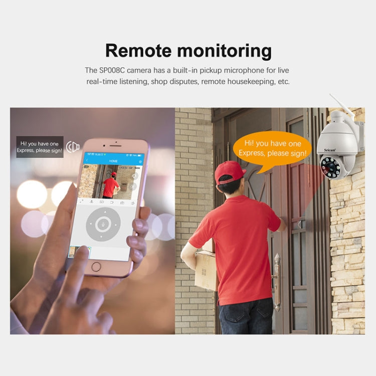 Sricam SP008C 5MP 10X Zoom IP66 Waterproof CCTV WiFi IP Camera Monitor, Plug Type:US Plug(White)