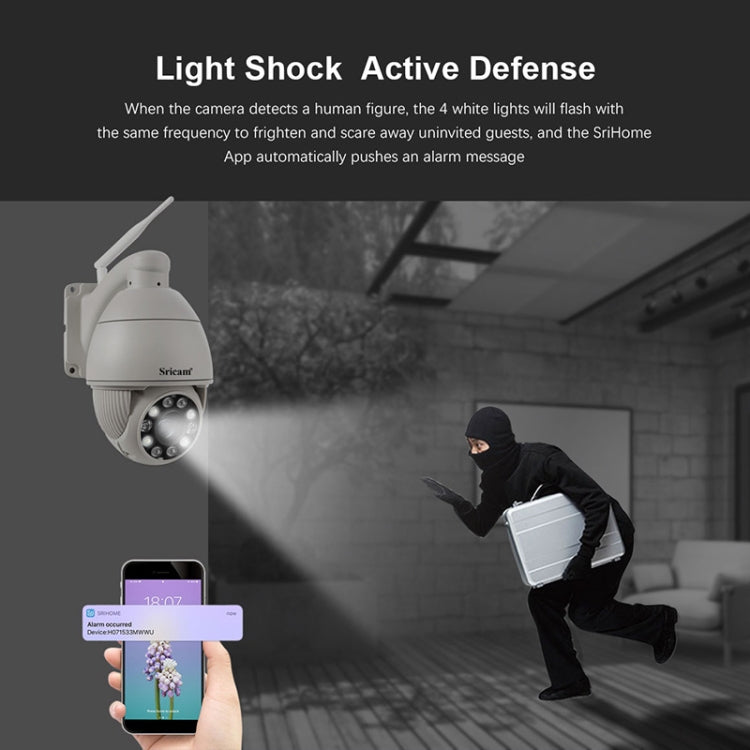 Sricam SP008C 5MP 10X Zoom IP66 Waterproof CCTV WiFi IP Camera Monitor, Plug Type:UK Plug(White)