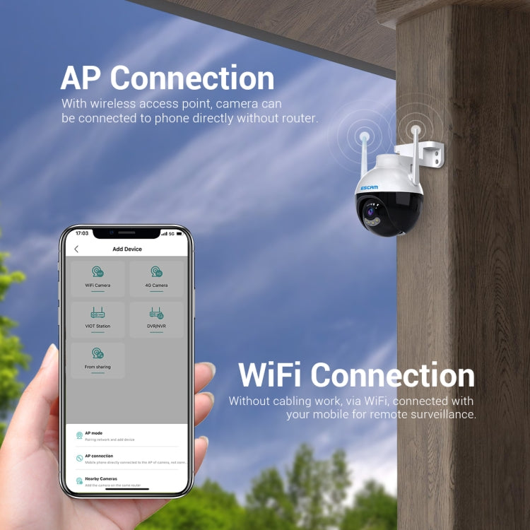 ESCAM QF300 4MP Smart WiFi IP Camera Support AI Humanoid Detection/Auto Tracking/Cloud Storage/Two-way Voice Night Vision, Plug Type:US Plug