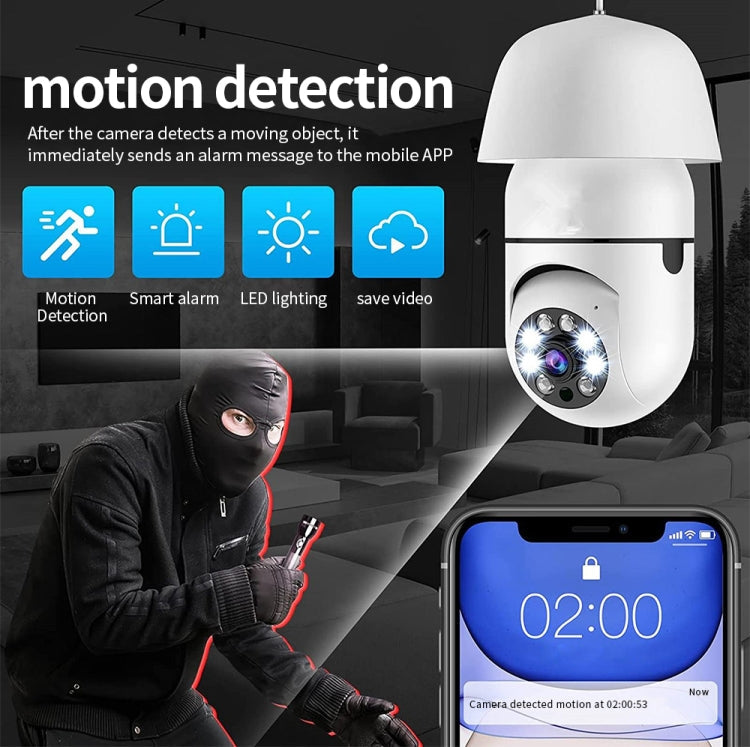 A6 2MP HD Light Bulb WiFi Camera Support Motion Detection/Two-way Audio/Night Vision/TF Card With 32G Memory Card