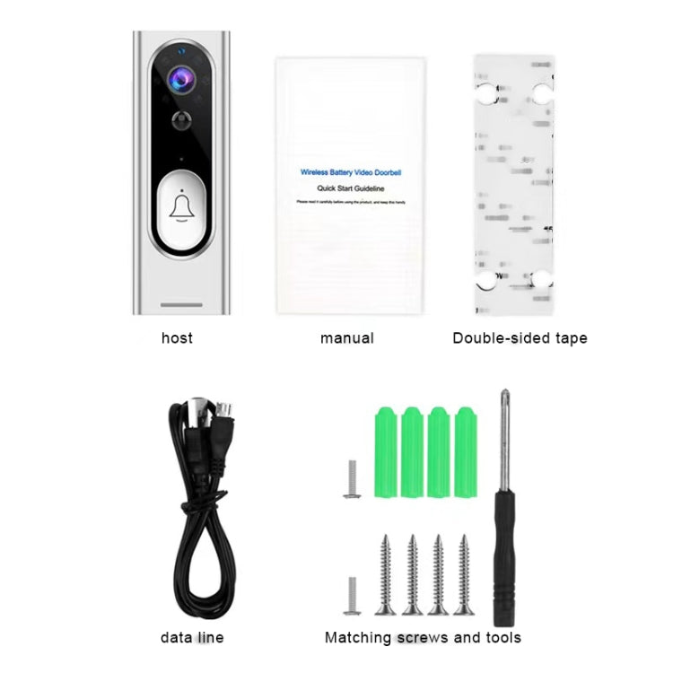 M13 Wireless Intelligent Video Doorbell Support Two-way Voice, Infrared Night Vision, Motion detection(White)