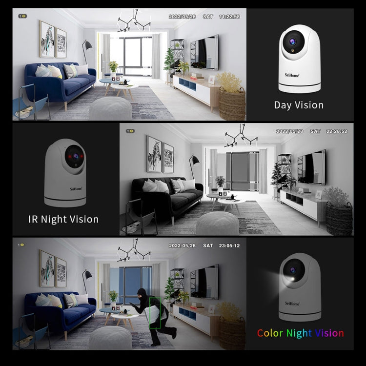 SriHome SH042 2.0MP 1080P HD AI WiFi Pan-tilt Surveillance Camera(UK Plug)