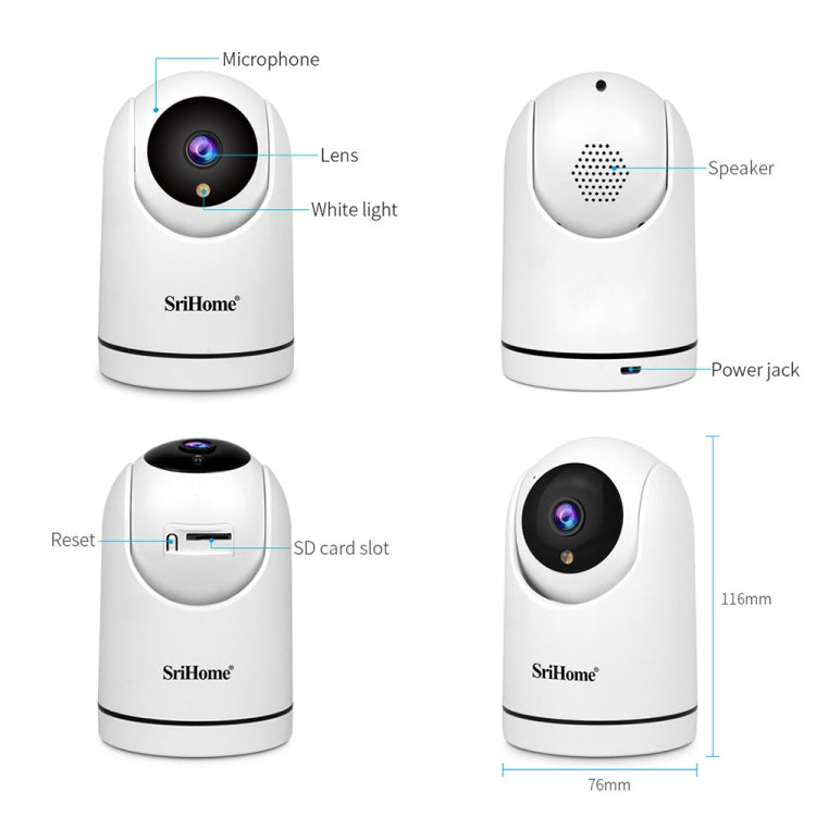 SriHome SH042 2.0MP 1080P HD AI WiFi Pan-tilt Surveillance Camera(EU Plug)