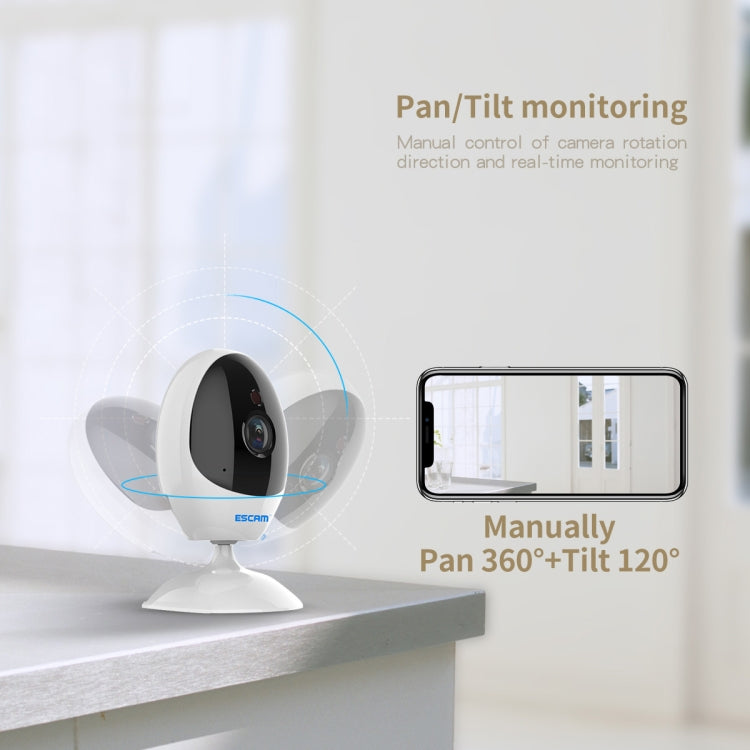 ESCAM QF006 3MP 1296P HD Indoor Wireless PTZ IP Camera IR Night Vision AI Humanoid Detection Home Security CCTV Monitor, Plug Type:UK Plug(White)
