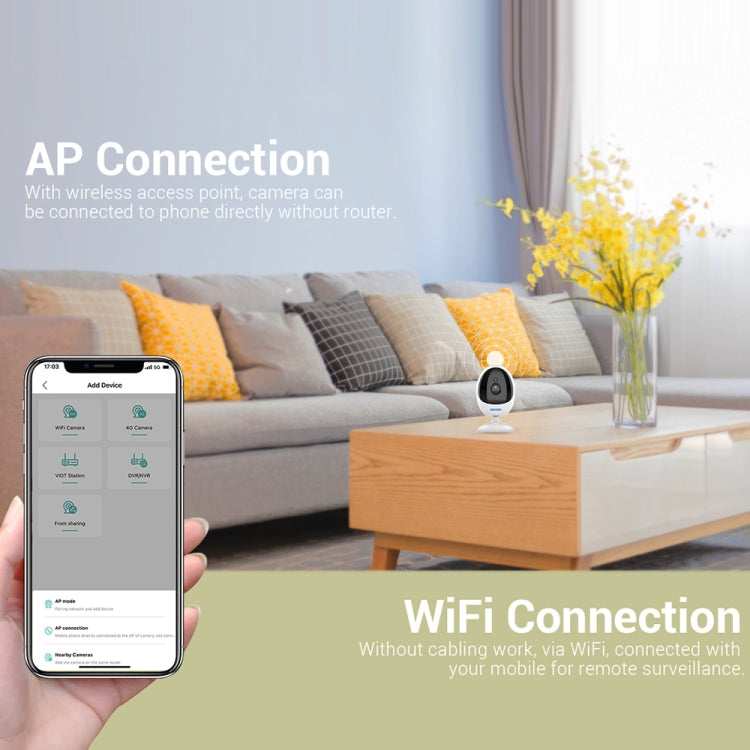 ESCAM QF006 3MP 1296P HD Indoor Wireless PTZ IP Camera IR Night Vision AI Humanoid Detection Home Security CCTV Monitor, Plug Type:UK Plug(White)