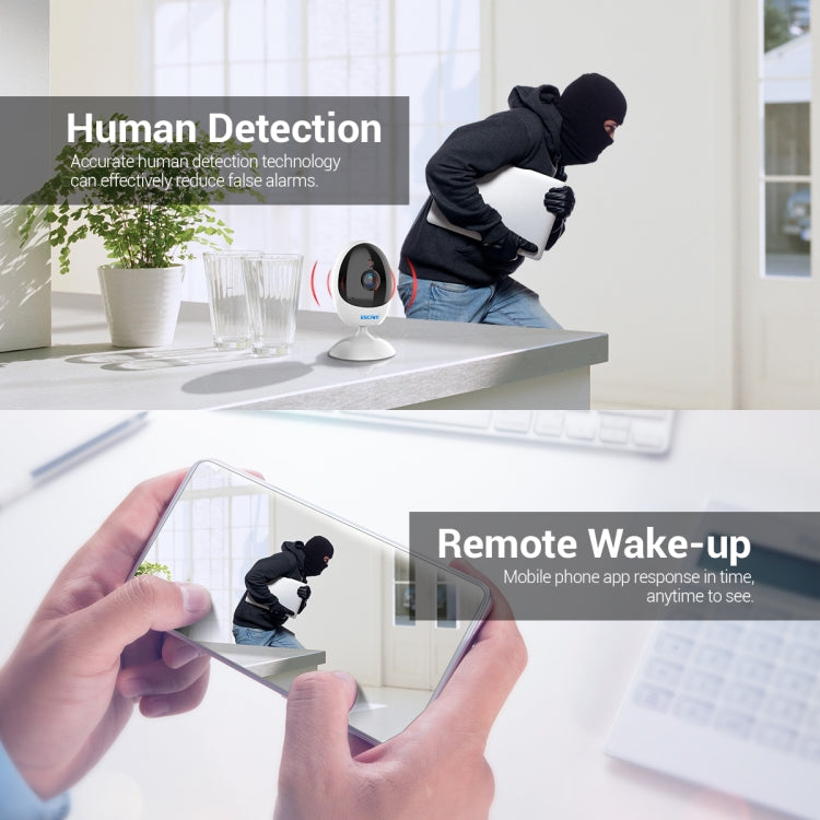 ESCAM QF006 3MP 1296P HD Indoor Wireless PTZ IP Camera IR Night Vision AI Humanoid Detection Home Security CCTV Monitor, Plug Type:EU Plug(White)