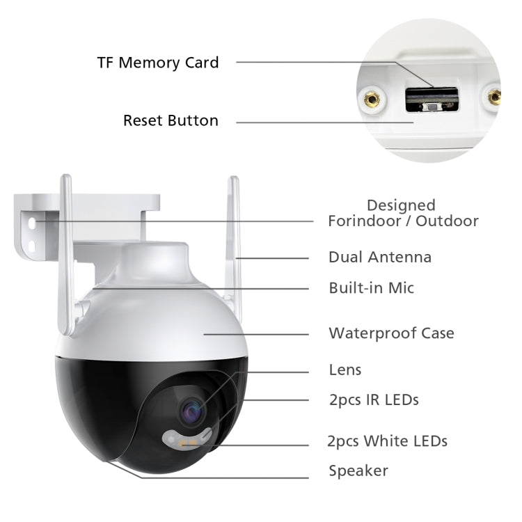 A18 8MP HD Wireless WiFi Smart Surveillance Camera, Specification:UK Plug