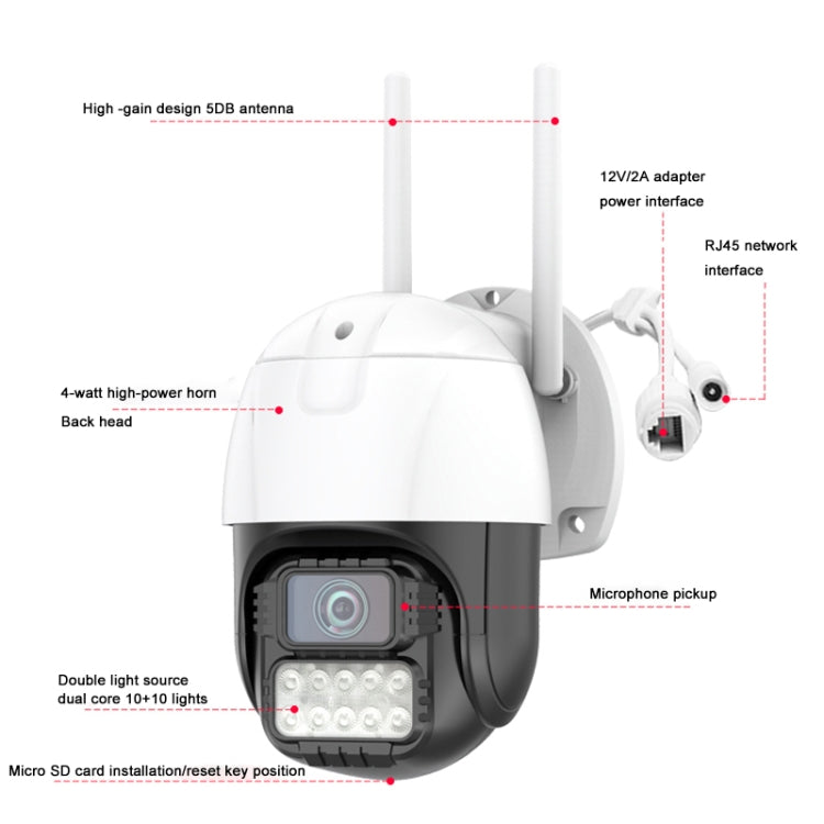 QX67 3MP Humanoid Recognition AI Alarm WiFi Dome IP Camera, UK Plug