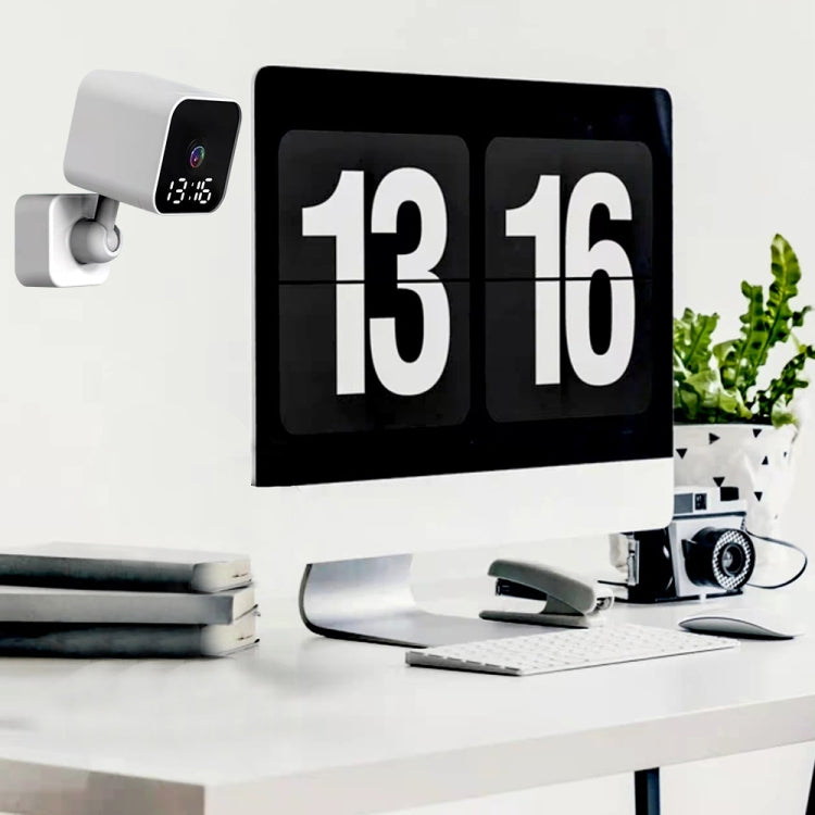 DP27 1080P Clock Plug Card WiFi Camera, Support Two-way Voice Intercom & Mobile Monitoring, Specification:EU Plug(White)