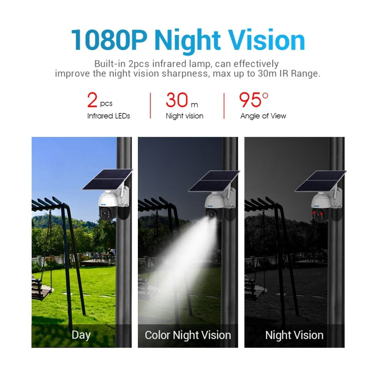 ESCAM QF724 3MP 24h Recording Cloud Storage PT 4G PIR Alarm IP Camera with Solar Panel, AU Signal Bands
