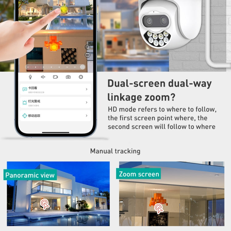 QX82 400W Dual Screen Dual Channel Synchronous Monitoring IP Camera, Plug:US Plug