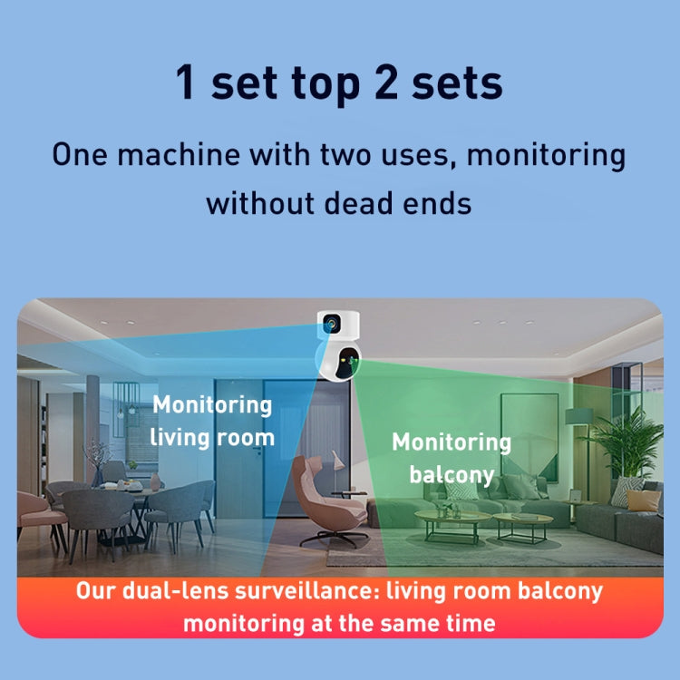 YT66 Dual 2MP Wireless Smart PTZ Camera, Plug:UK Plug