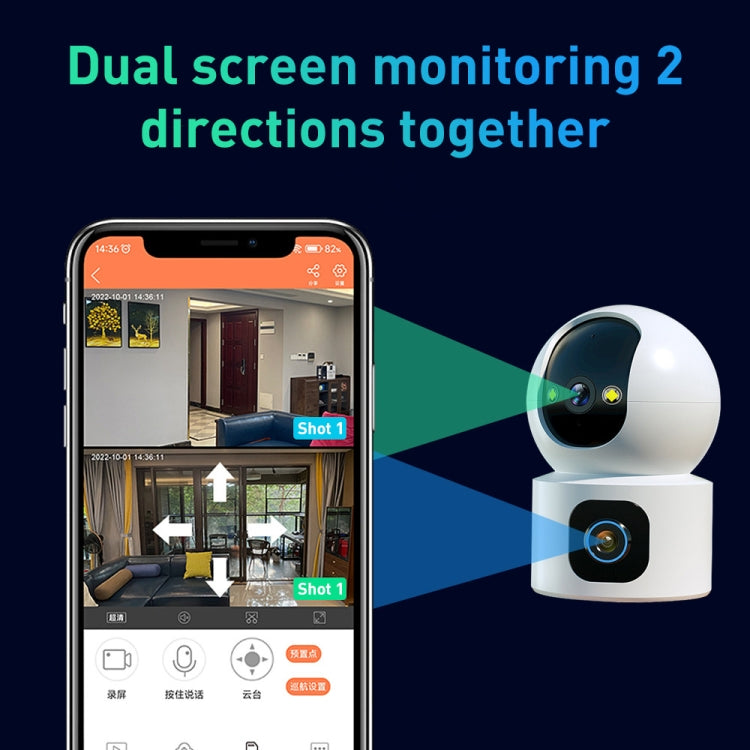 YT66 Dual 2MP Wireless Smart PTZ Camera, Plug:UK Plug