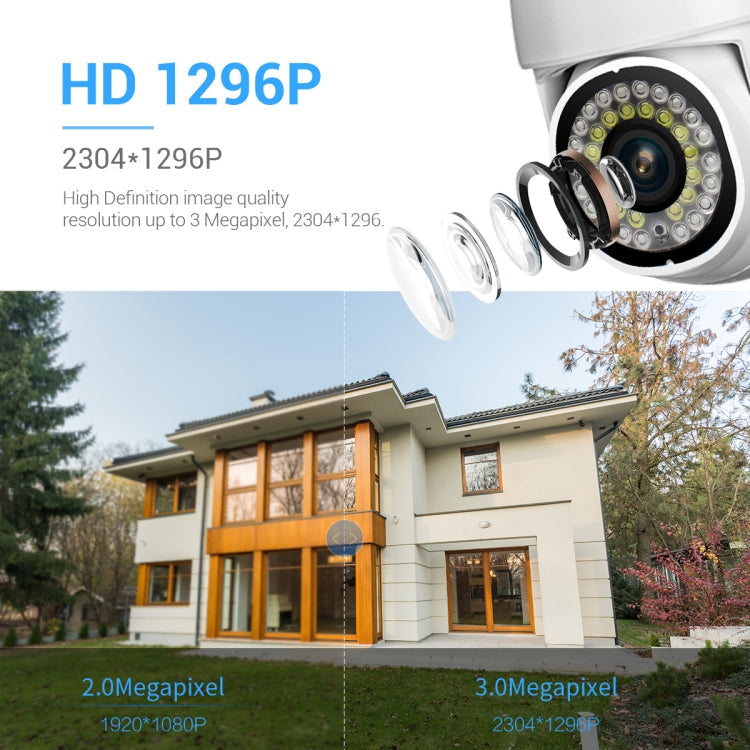 ESCAM PVR007 3MP Smart HD WiFi Camera Support Full Color Night Vision / Motion Detection / Sound Alarm / TF Card(US Plug)