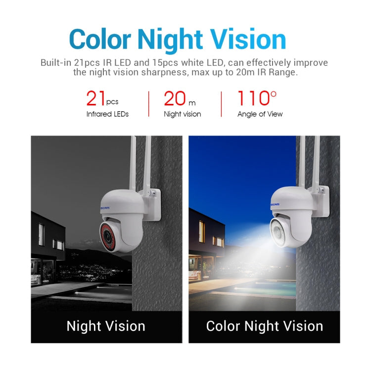 ESCAM PVR007 3MP Smart HD WiFi Camera Support Full Color Night Vision / Motion Detection / Sound Alarm / TF Card(AU Plug)