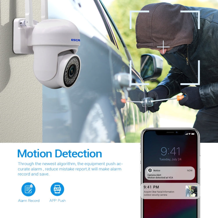 ESCAM PVR007 3MP Smart HD WiFi Camera Support Full Color Night Vision / Motion Detection / Sound Alarm / TF Card(AU Plug)