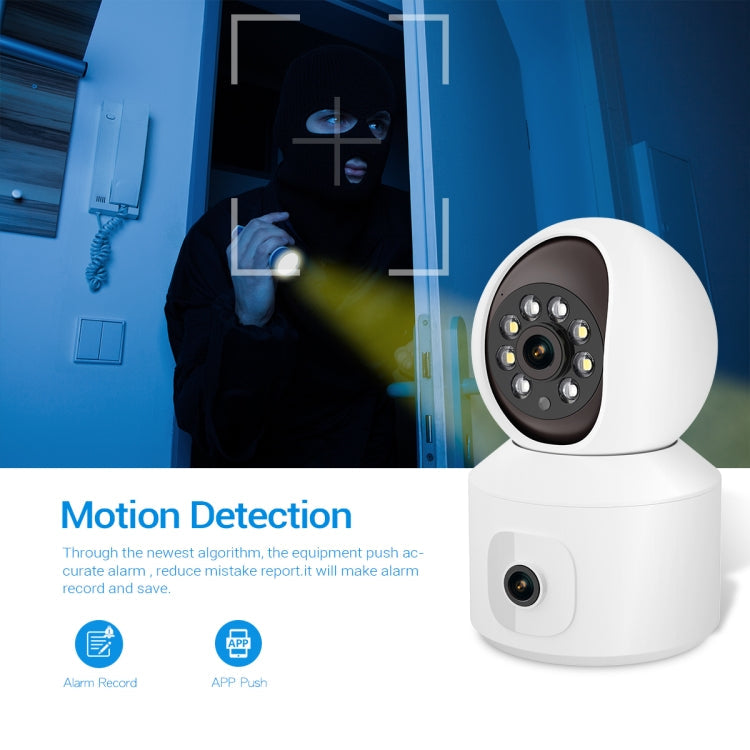 ESCAM QF010 2x2MP Dual Lens Dual Screen Surveillance WiFi Camera Support Two-way Voice & Motion Detection(UK Plug)