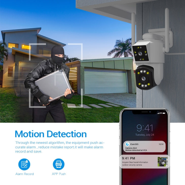 ESCAM PT210 2x3MP Dual Lens Dual Screen Monitor WiFi Camera Support Two-way Voice & Motion Detection & Cloud Storage(AU Plug)