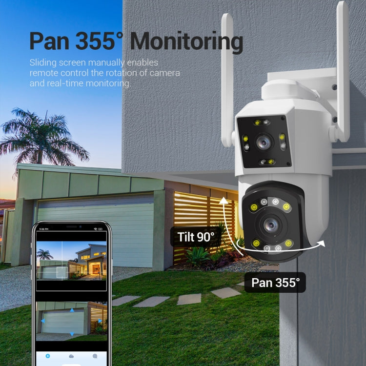 ESCAM PT210 2x3MP Dual Lens Dual Screen Monitor WiFi Camera Support Two-way Voice & Motion Detection & Cloud Storage(UK Plug)