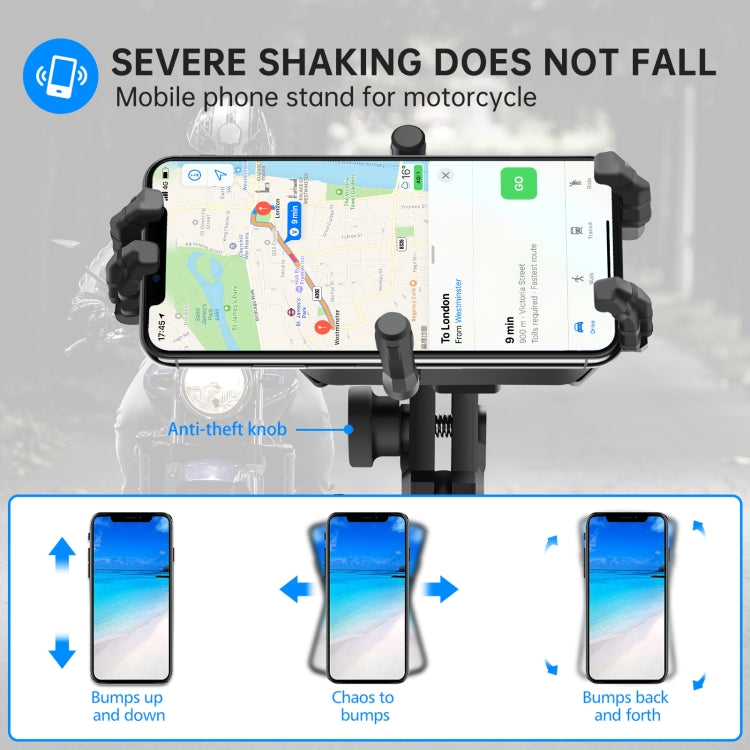 WUPP CS-1848A2 Motorcycle Shock Absorption Riding Phone Holder, Handlebars
