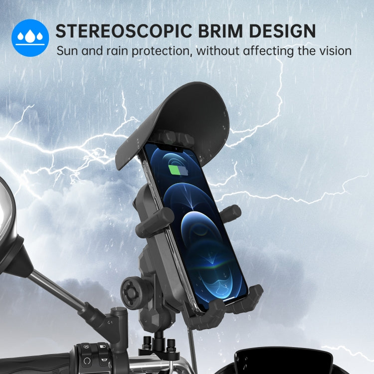 WUPP CS-1848B2 15W Motorcycle Wireless Fast Charging Phone Navigation Holder, Handlebars