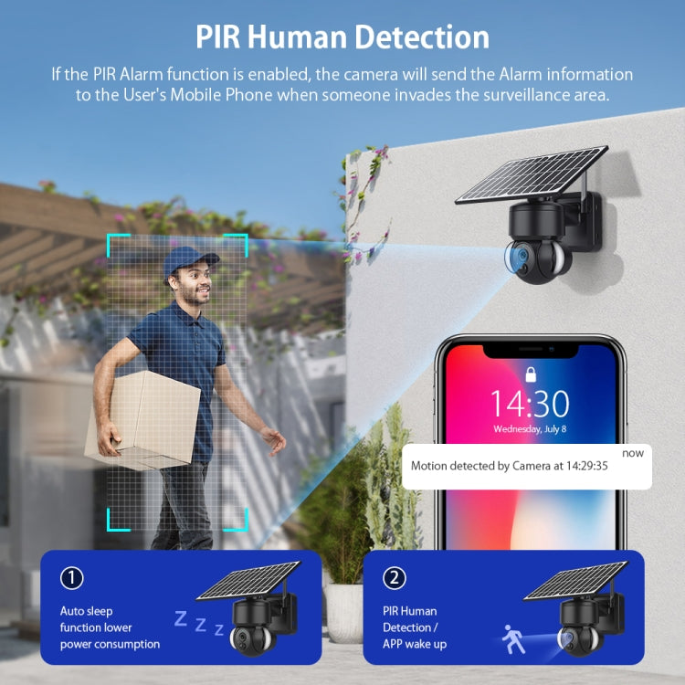 SHIWOJIA IP66 Waterproof 4G 3MP Solar Dome IP Camera, Two-way Audio & PIR Motion Detection & Night Vision, Version:EU(Black)