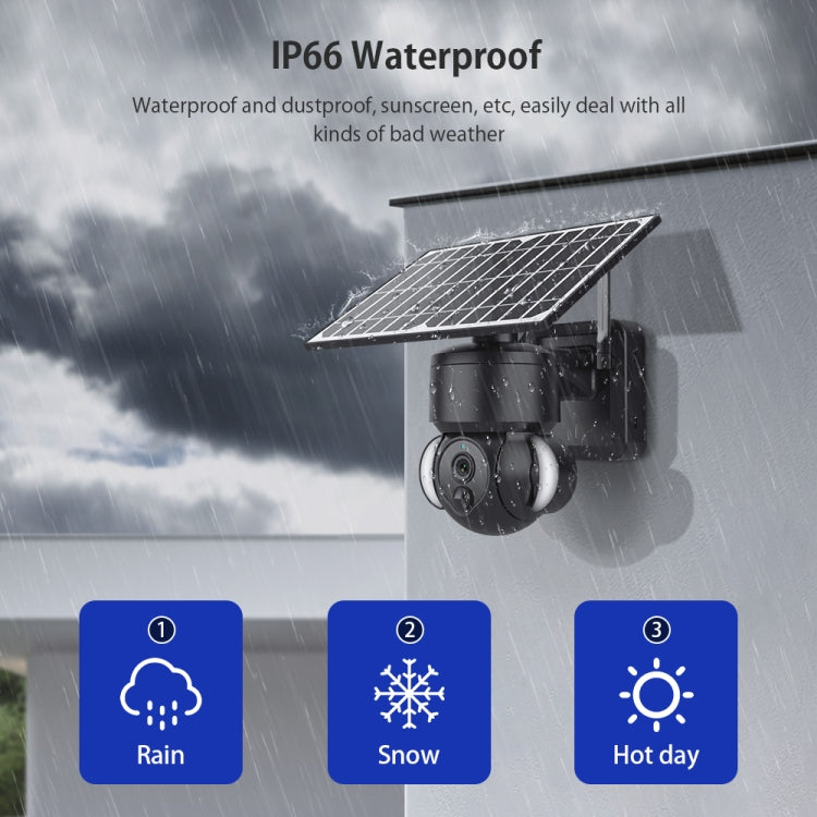 SHIWOJIA IP66 Waterproof 4G 3MP Solar Dome IP Camera, Two-way Audio & PIR Motion Detection & Night Vision, Version:EU(Black)