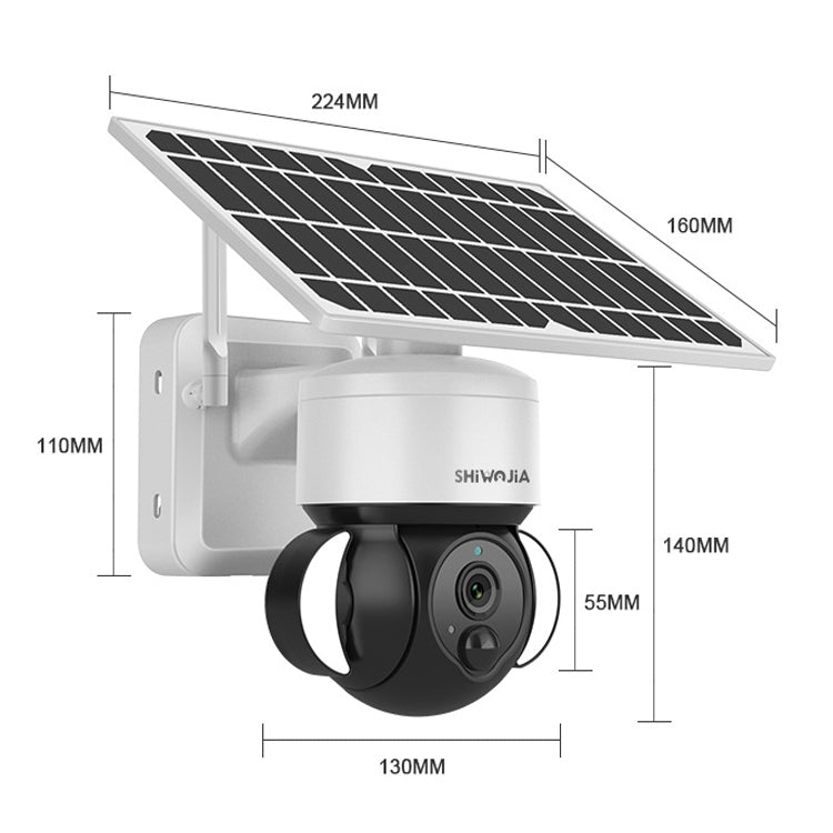 SHIWOJIA IP66 Waterproof 4G 3MP Solar Dome IP Camera, Two-way Audio & PIR Motion Detection & Night Vision, Version:EU(White)