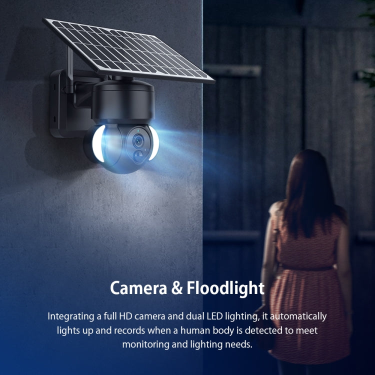 SHIWOJIA IP66 Waterproof 4G 3MP Solar Dome IP Camera, Two-way Audio & PIR Motion Detection & Night Vision, Version:AU(Black)
