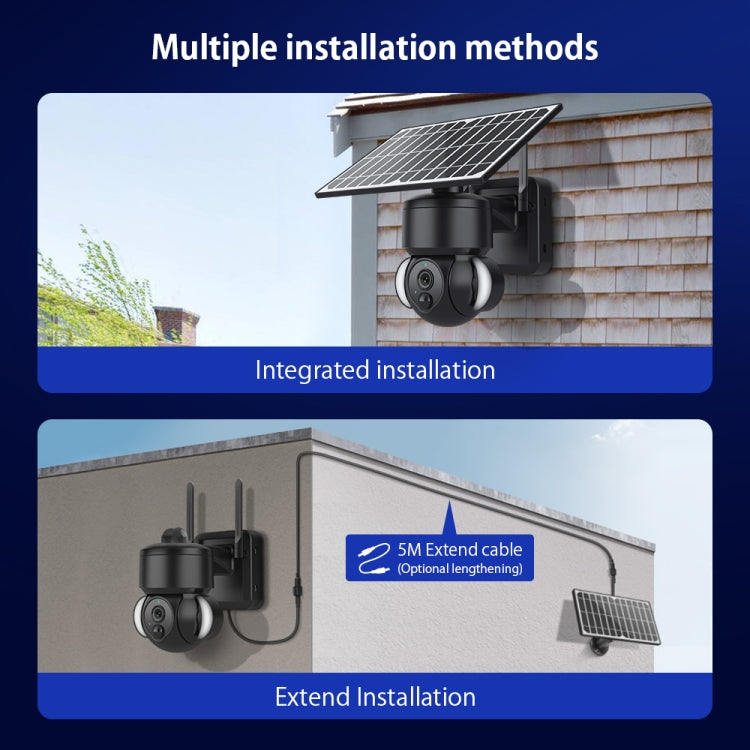 SHIWOJIA IP66 Waterproof 4G 3MP Solar Dome IP Camera, Two-way Audio & PIR Motion Detection & Night Vision, Version:AU(Black)