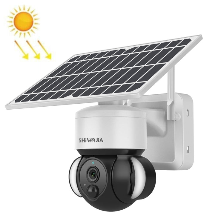 SHIWOJIA IP66 Waterproof 4G 3MP Solar Dome IP Camera, Two-way Audio & PIR Motion Detection & Night Vision, Version:US(White)