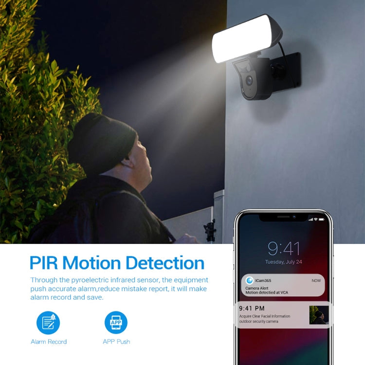 ESCAM QF615 3MP IP66 Waterproof WiFi IP Camera & Floodlight, Support Night Vision / PIR Motion Detection / Two-way Audio(US Plug)