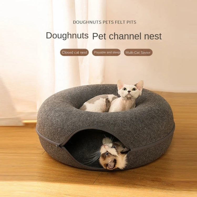 Round Wool Felt Cat Litter Tunnel Cat Litter, Size:50x50x20cm(Dark Grey)