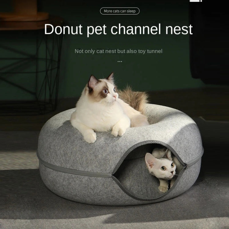 Round Wool Felt Cat Litter Tunnel Cat Litter, Size:50x50x20cm(Dark Grey)